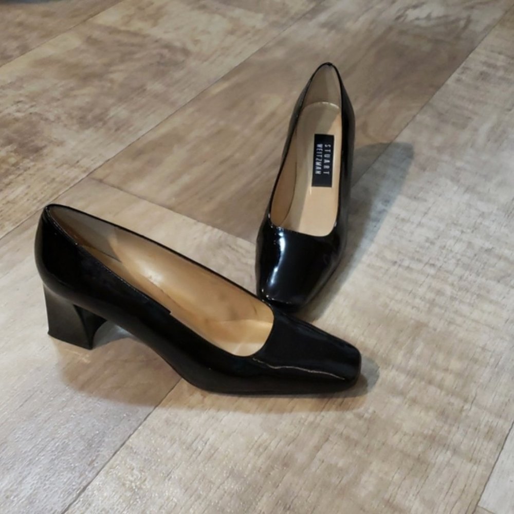Stuart Weizmann Black Block Heel Pump Size 7